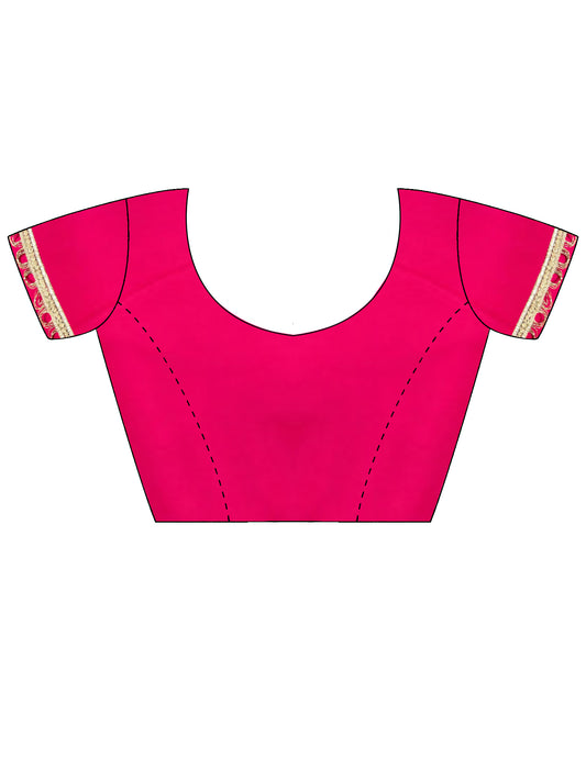 Unstitched pink georgette blouse piece with solid design
