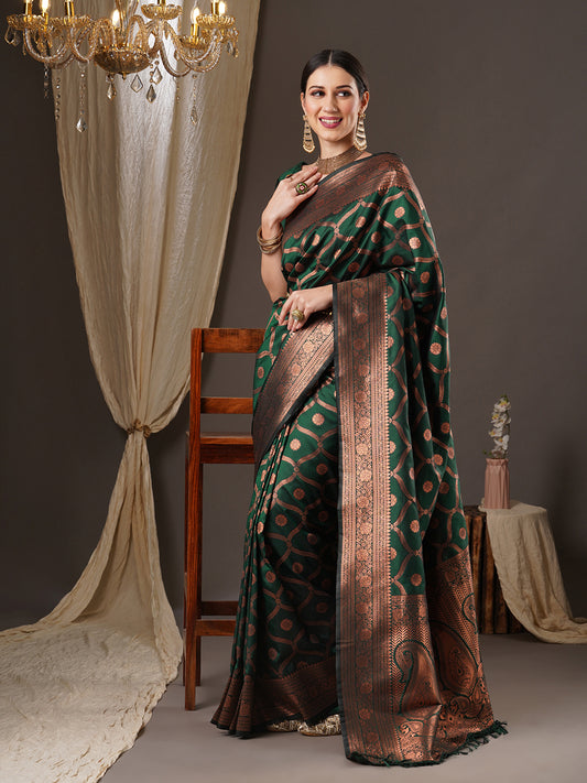 Emerald Green Banarasi Silk Saree