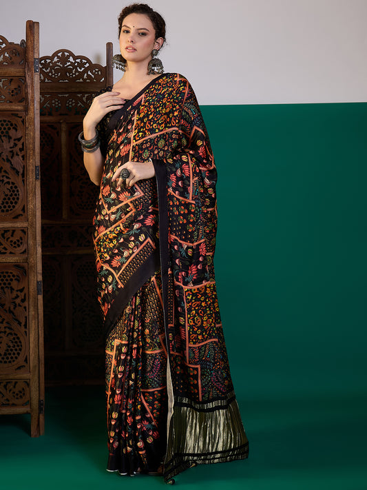 Sur-taal Lagdi Patta Saree with Floral Print