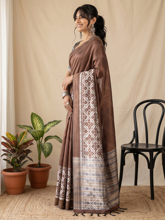 Brown Silk Cotton saree – detail view 2