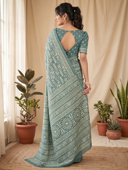 Seagreen Dola Silk saree – detail view 1
