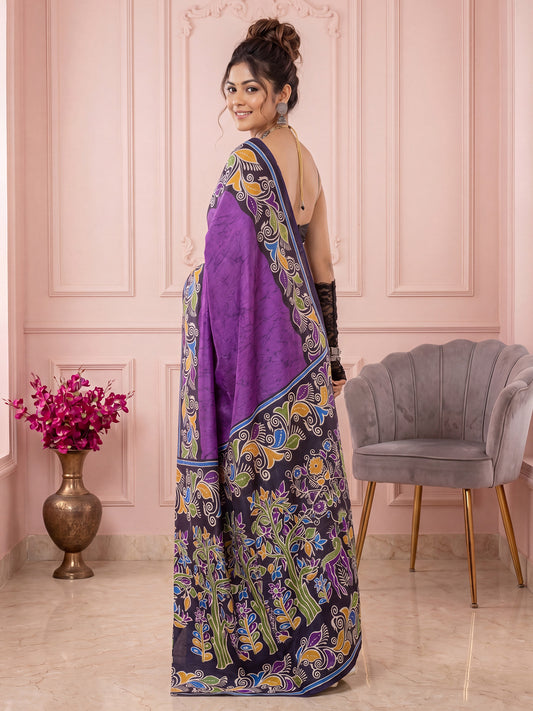 Purple Cotton Blend saree – detail view 1