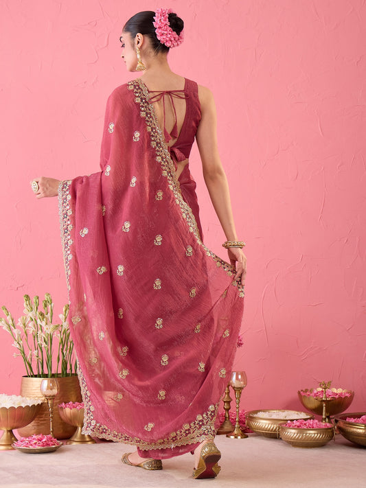 Mauve Tissue saree – detail view 1