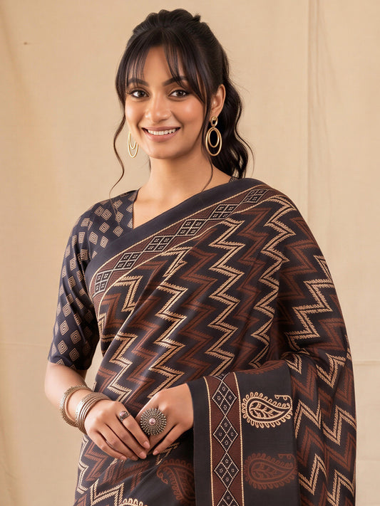 Black Silk Blend saree – detail view 4