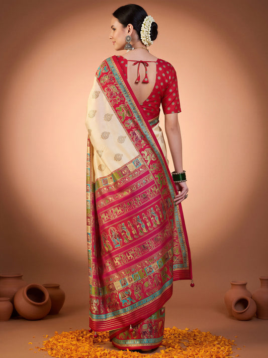 Red Silk Blend saree – detail view 1