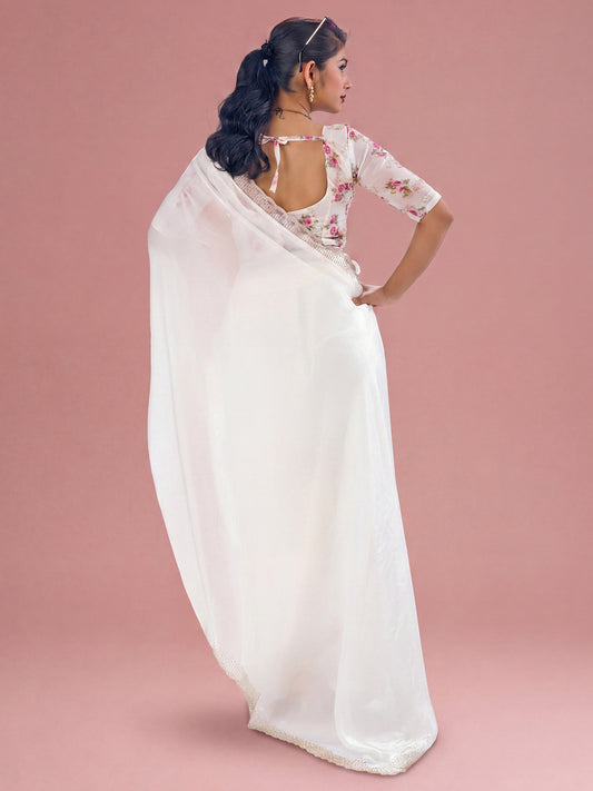 White Silk saree – detail view 1