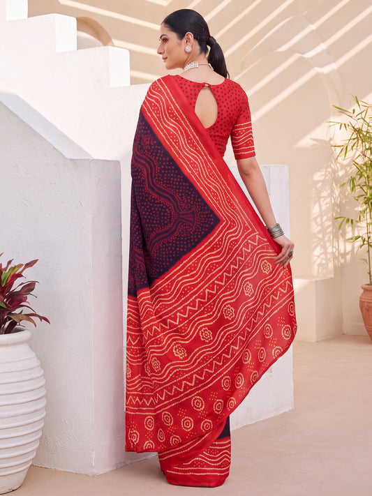 Black Satin Silk saree – detail view 1
