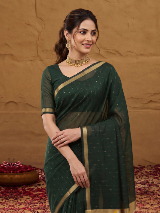 Dark Brown silk blend saree view 1