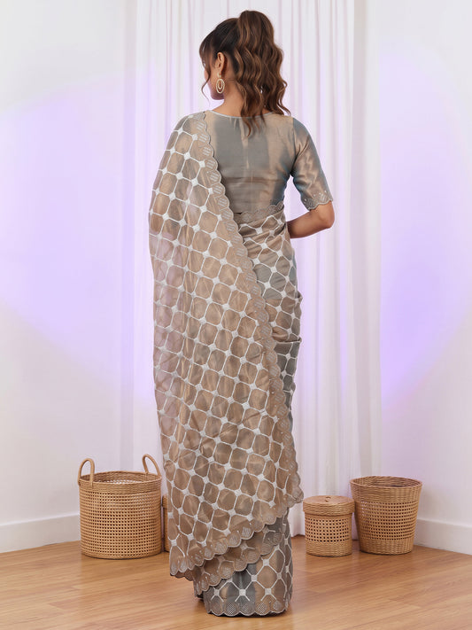 Metallic Chiffon saree – detail view 1