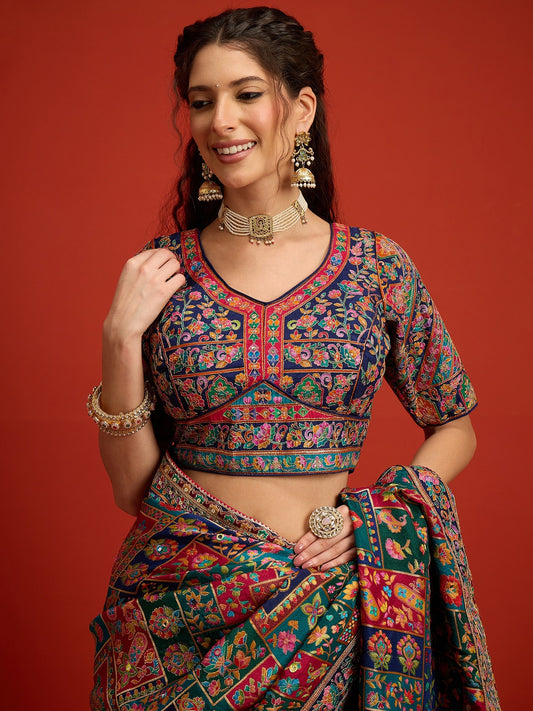 Multicolored Silk Blend saree – detail view 1