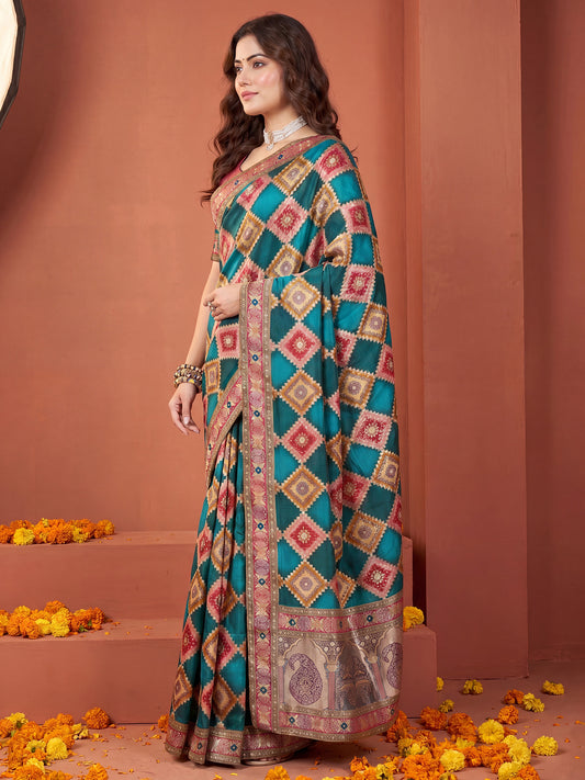 Light Blue Viscose Silk saree – detail view 2