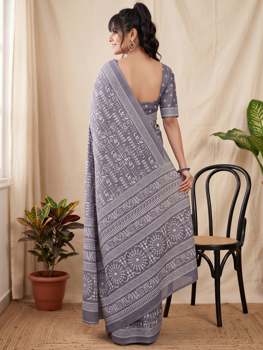 Grey Dola Silk saree – detail view 1