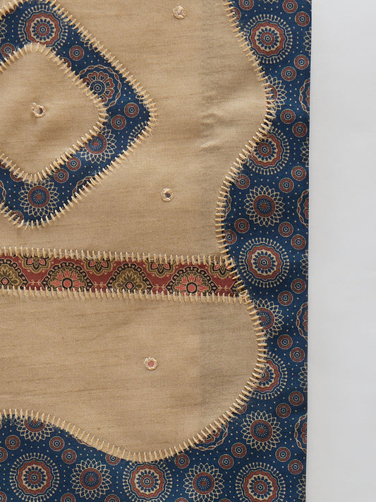 Light Brown silk blend saree view 1