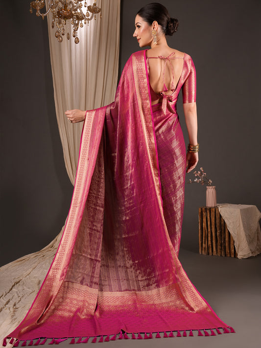 Wine Viscose Silk saree – detail view 1