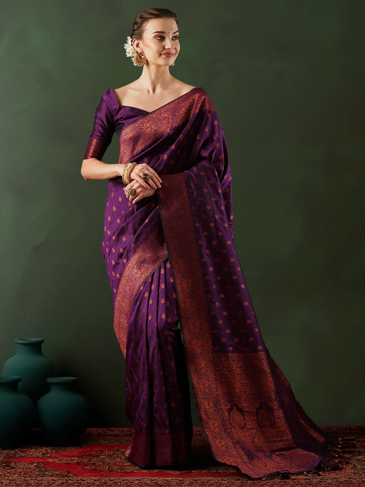 Purple Banarasi Silk Saree