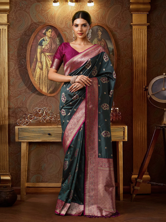 Grey Banarasi Style Zari saree