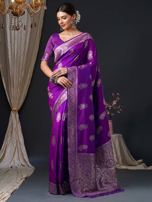 Royal Violet Banarasi Pure Silk Saree
