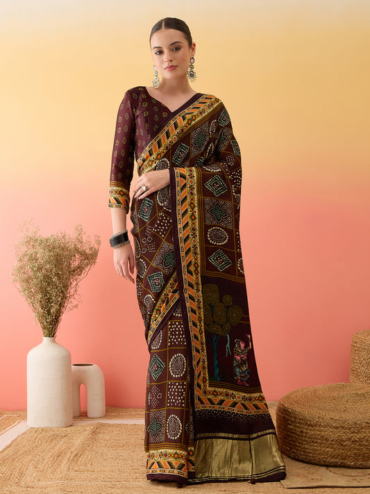 Sur-taal Lagdi Patta Saree with Printed Border