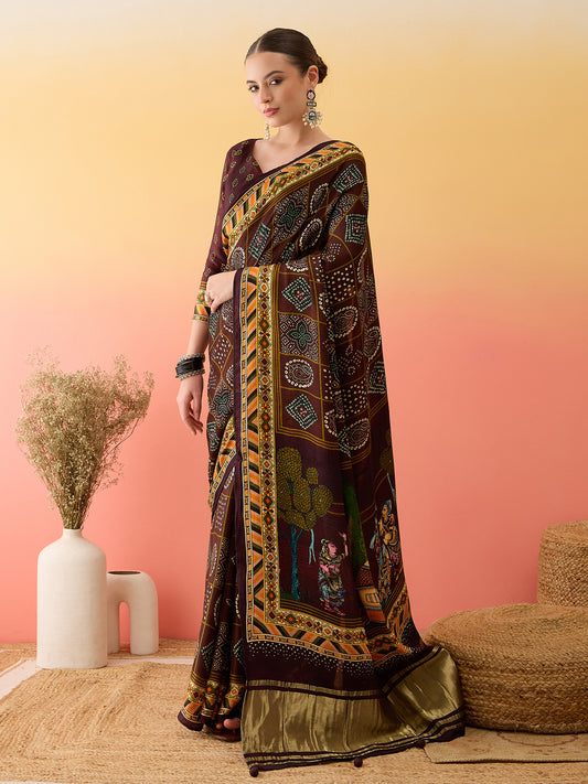 Sur-taal Lagdi Patta Saree with Printed Border