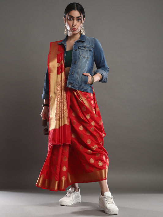 Red & Woven Banarasi Silk Saree