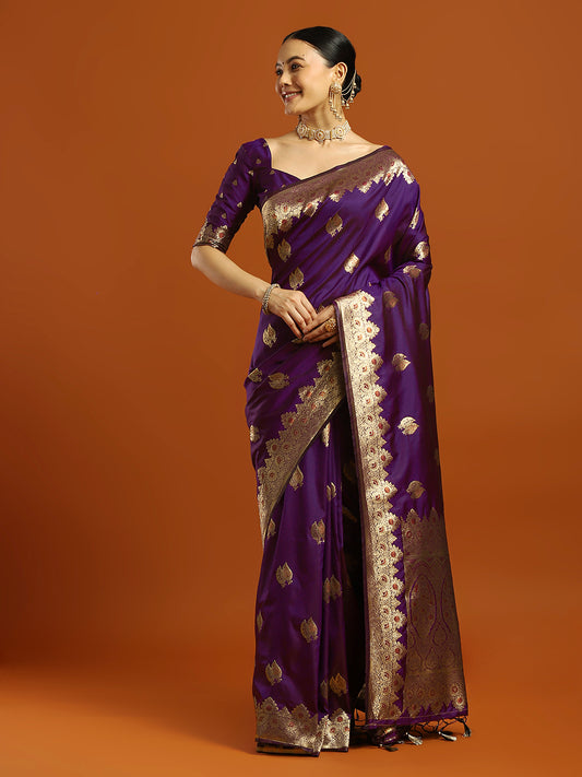 Purple Banarasi Silk Saree