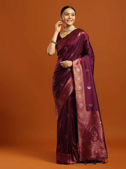 Silk Blend Heritage Banarasi Style Zari Woven Saree