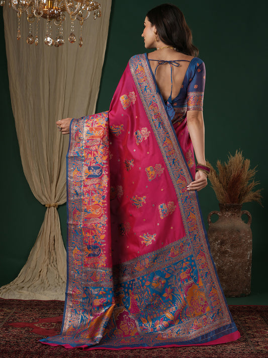 Dola Silk Patola Print Zari Border Saree