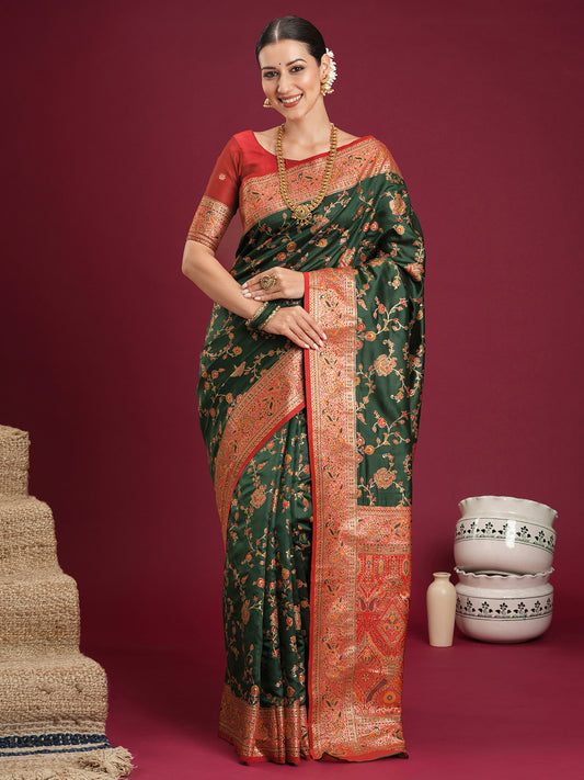 Green Soft Silk Banarasi Silk Saree