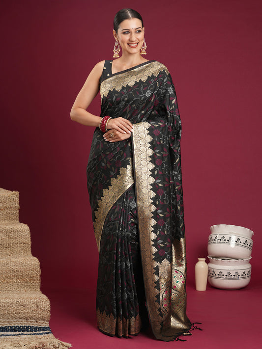 Black Banarasi Silk Saree
