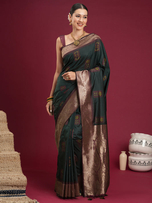 Bottle Green blend Saree