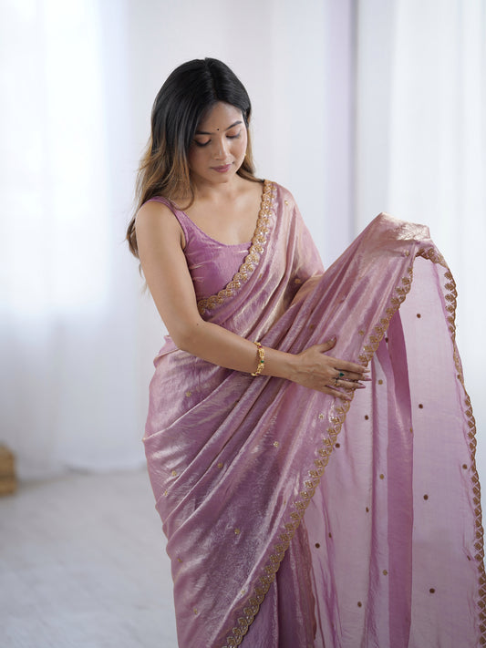 Dusty Rose Paper Silk Saree
