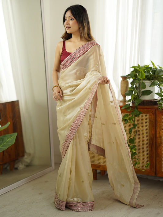 Embellished Sequinned Organza Saree