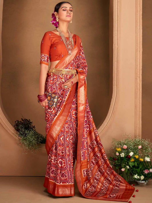 Patola Ikat Print Silk Blend Saree