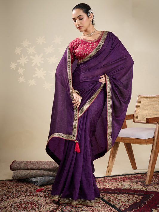 Heritage Violet Silk Blend Saree