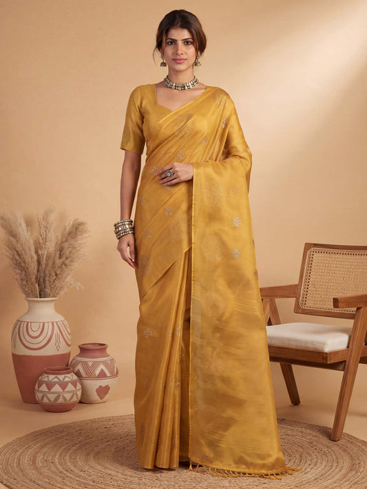 mustard saree
partywear saree
linen saree