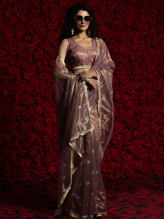 Dusty Lavender Super Net Saree