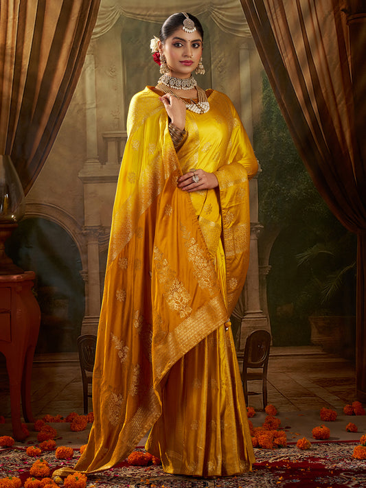 Yellow Banarasi Silk Heritage Zari Weave
