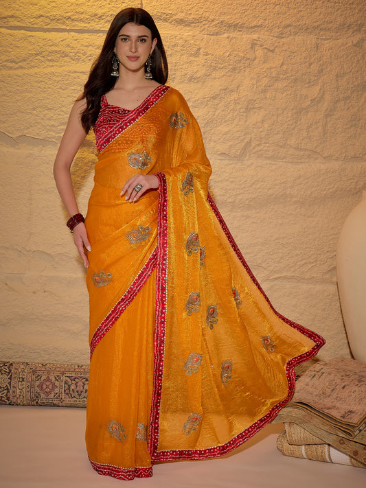 Red Banarasi Woven Silk Blend Saree