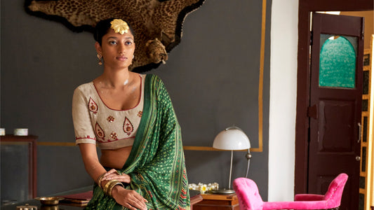 Dharohar Traditional Craft Ajrakh Print Festive Saree