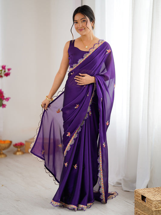 Deep Purple Georgette Saree