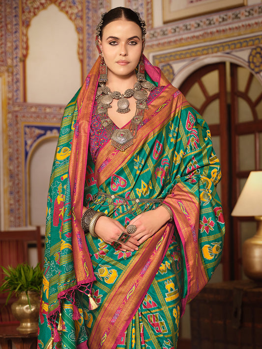 Patol Print Silk Traditional Border Saree