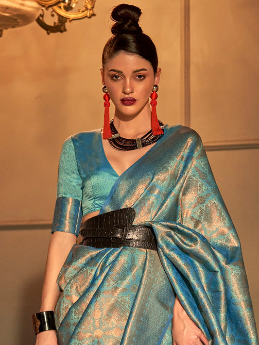 Blue Jari Woven Kanjivaram Saree