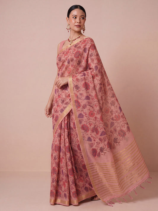 floral print saree
printed saree
family get to gether saree