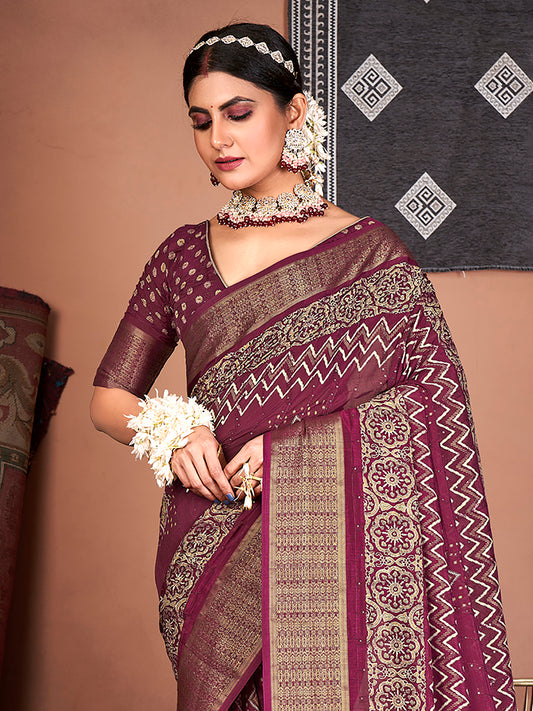 Silk Blend Heritage Banarasi Style Patola Print Saree