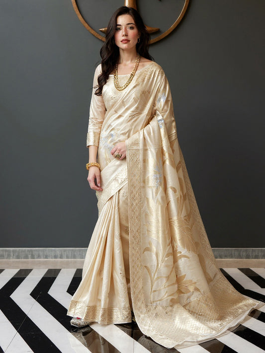 Ivory Jari Weave Saree