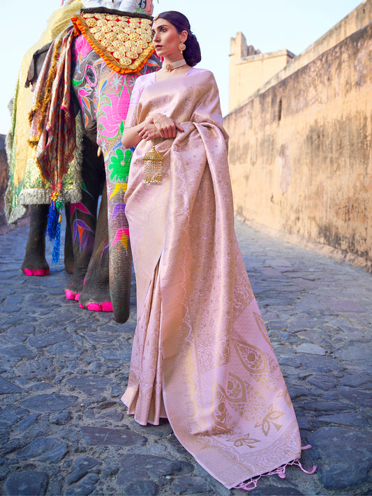 Pink Jari Woven Banarasi Saree