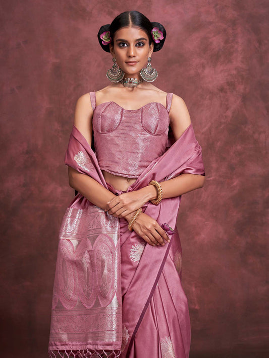 Silk Blend Banarasi Zari Woven Saree-