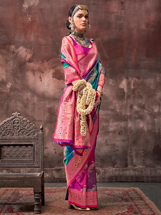Silk Blend Heritage Banarasi Style Zari Woven Saree