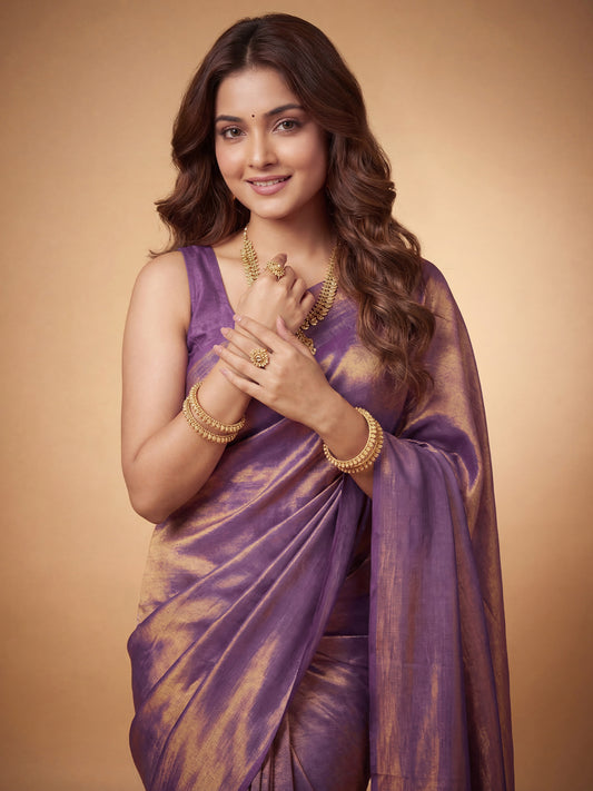 Purple Tissue Silk Saree