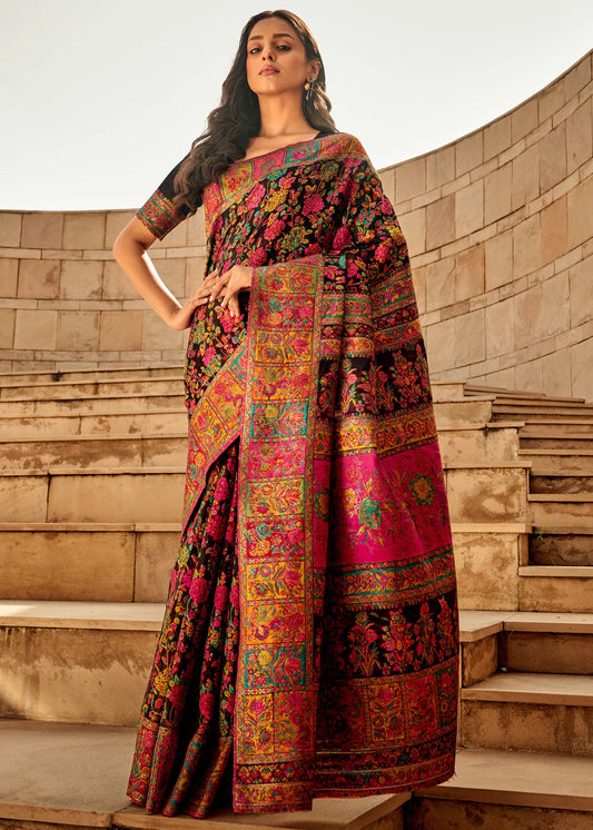 Multicolour Kashmiri Silk Jamawar Weaving Saree